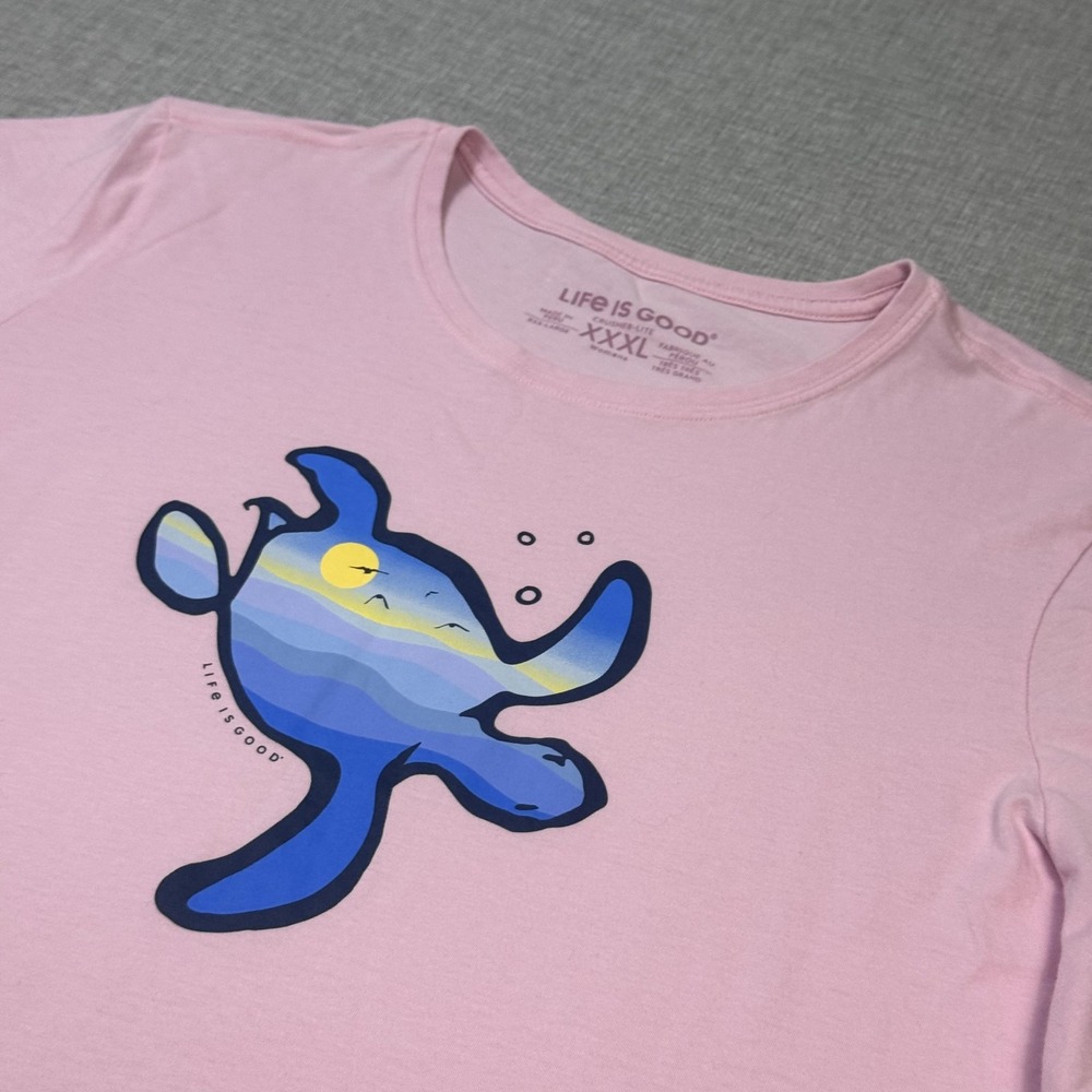 Life Is Good Crusher-Lite T-Shirt Womens 3XL Pink 100% Cotton Relaxed Fit
